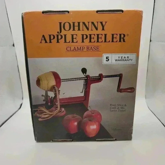 Johnny Apple Peeler (VKP1011), Clamp Base, Stainless Steel Blades, Red - Picture 1 of 6